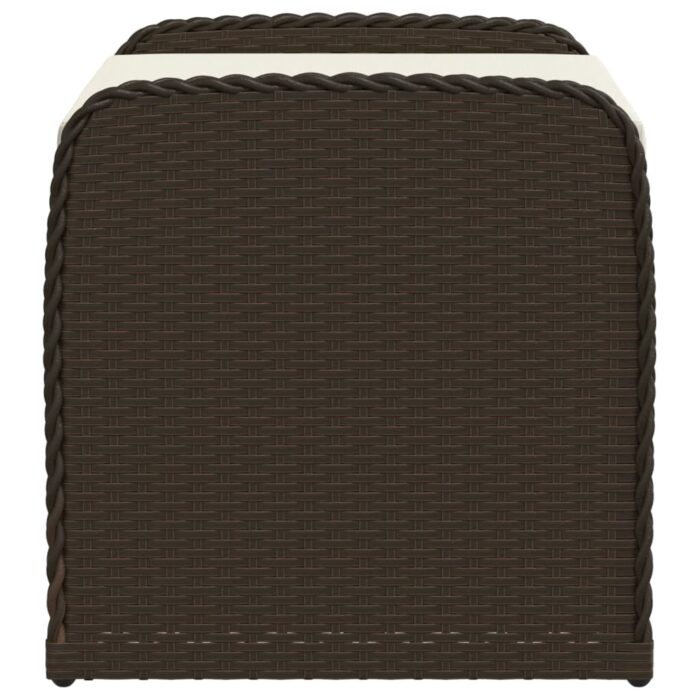 Banc de rangement et coussin marron 80x51x52 cm résine tressée – Image 3