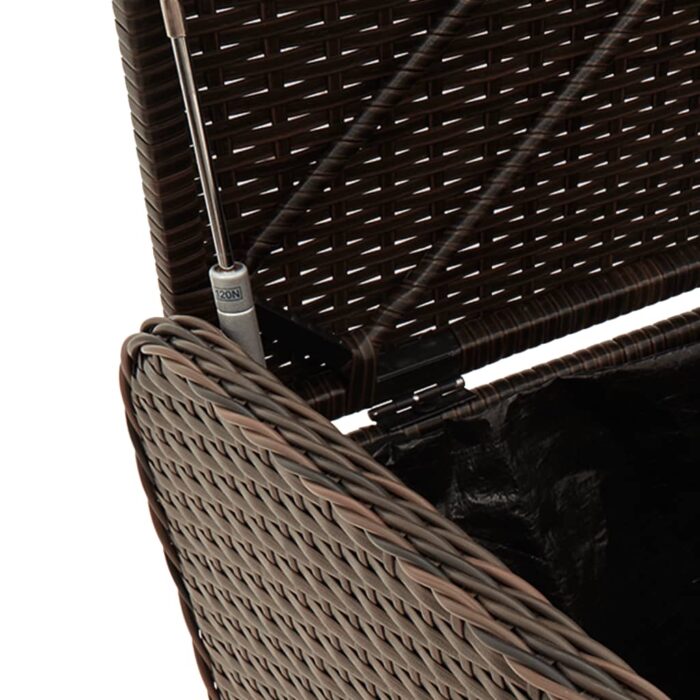 Banc de rangement et coussin marron 80x51x52 cm résine tressée – Image 6