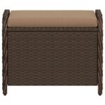 Tabouret de jardin avec coussin brun 58x46x46 cm résine tressée – Image 2