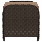 Tabouret de jardin avec coussin brun 58x46x46 cm résine tressée – Image 3