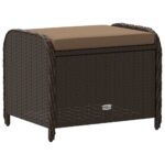 Tabouret de jardin avec coussin brun 58x46x46 cm résine tressée – Image 4
