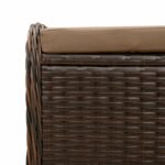 Tabouret de jardin avec coussin brun 58x46x46 cm résine tressée – Image 5