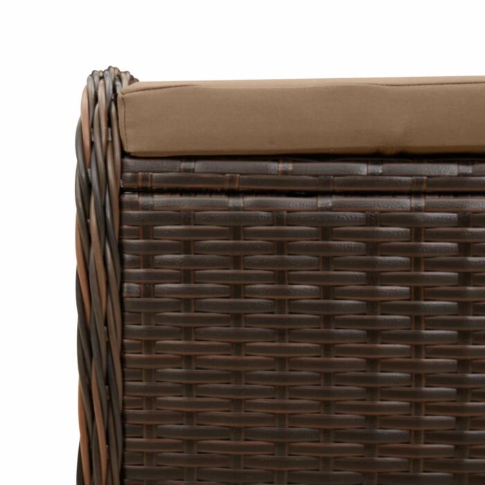 Tabouret de jardin avec coussin brun 58x46x46 cm résine tressée – Image 5