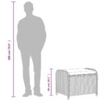 Tabouret de jardin avec coussin brun 58x46x46 cm résine tressée – Image 6