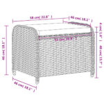Tabouret de jardin avec coussin brun 58x46x46 cm résine tressée – Image 7