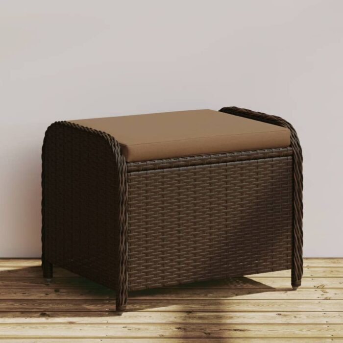VXL8721012265165_m_en_hd_1.jpg Tabouret de jardin avec coussin brun 58x46x46 cm résine tressée – Image 1