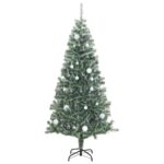 Sapin de Noël artificiel 300 LED&boules&neige floquée 210 cm – Image 3