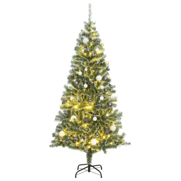 Sapin de Noël artificiel 300 LED&boules&neige floquée 240 cm – Image 1