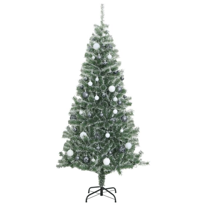 Sapin de Noël artificiel 300 LED&boules&neige floquée 240 cm – Image 3