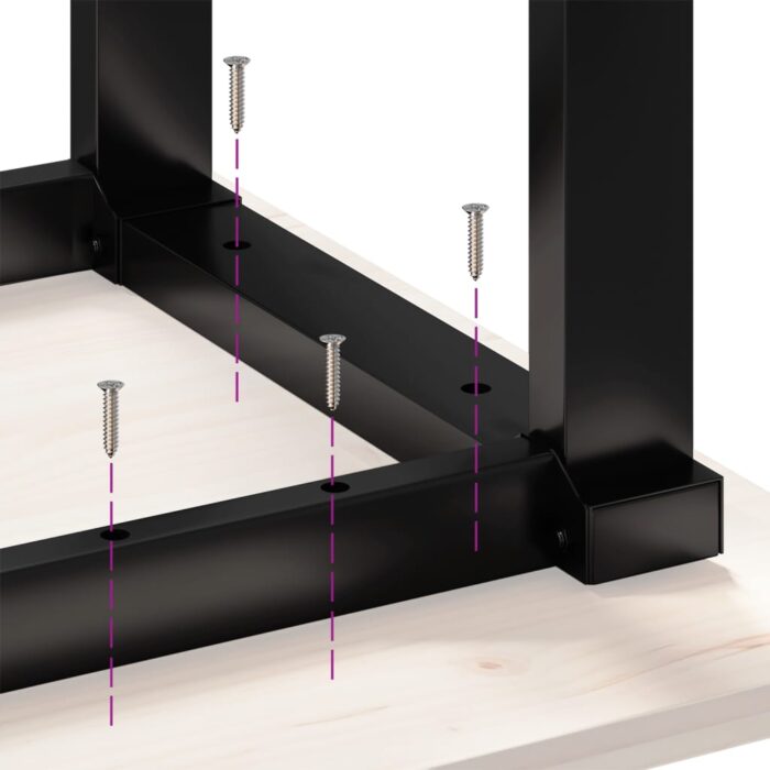 Pieds de table basse cadre en O 80x70x43 cm acier – Image 6