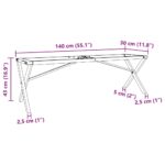 Pieds de table basse cadre en X 140x30x43 cm acier – Image 7