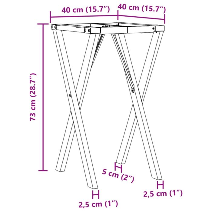 Pieds de table à manger cadre en X 40x40x73 cm acier – Image 7