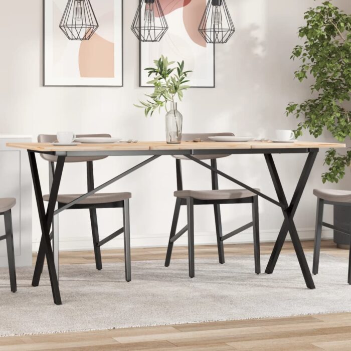 Pieds de table à manger cadre en X 140x60x73 cm acier – Image 1