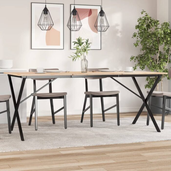 Pieds de table à manger cadre en X 180x80x73 cm acier – Image 1