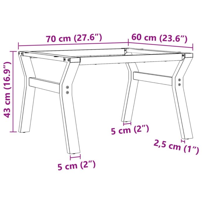 Pieds de table basse cadre en Y 70x60x43 cm acier – Image 7