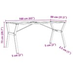 Pieds de table à manger cadre en Y 160x80x73 cm acier – Image 7