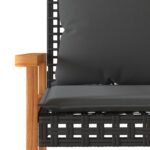 Banc de jardin avec coussin noir résine tressée et acacia – Image 5