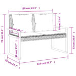 Banc de jardin avec coussin noir résine tressée et acacia – Image 8