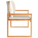 Banc de jardin avec coussin mélange beige résine tressée acacia – Image 3