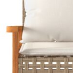 Banc de jardin avec coussin mélange beige résine tressée acacia – Image 6