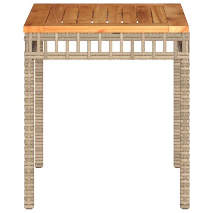 Table de jardin mélange beige 38x38x42 cm rotin et bois acacia – Image 2