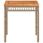 Table de jardin mélange beige 38x38x42 cm rotin et bois acacia – Image 3