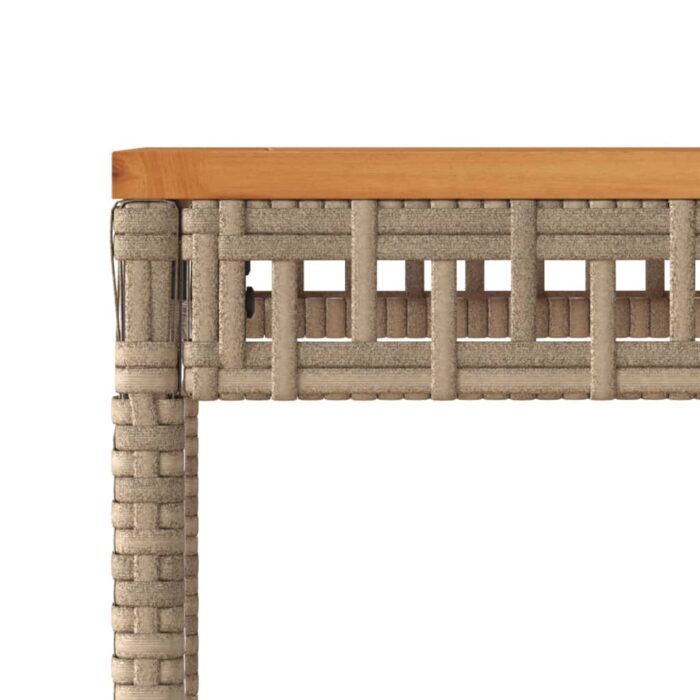 Table de jardin mélange beige 38x38x42 cm rotin et bois acacia – Image 6