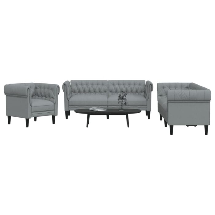 Ensemble de canapés 3 pcs gris clair tissu – Image 1