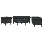 Ensemble de canapés 3 pcs noir tissu