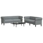 Ensemble de canapés 2 pcs gris clair tissu