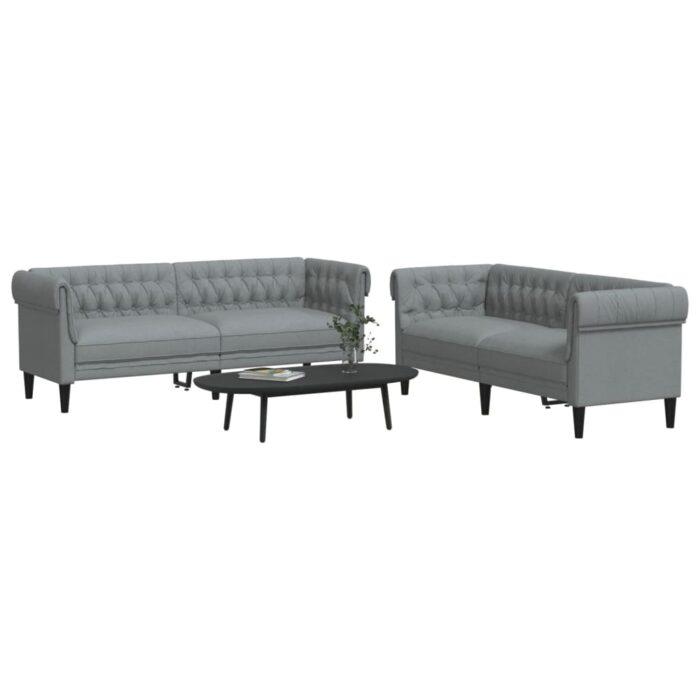Ensemble de canapés 2 pcs gris clair tissu – Image 1