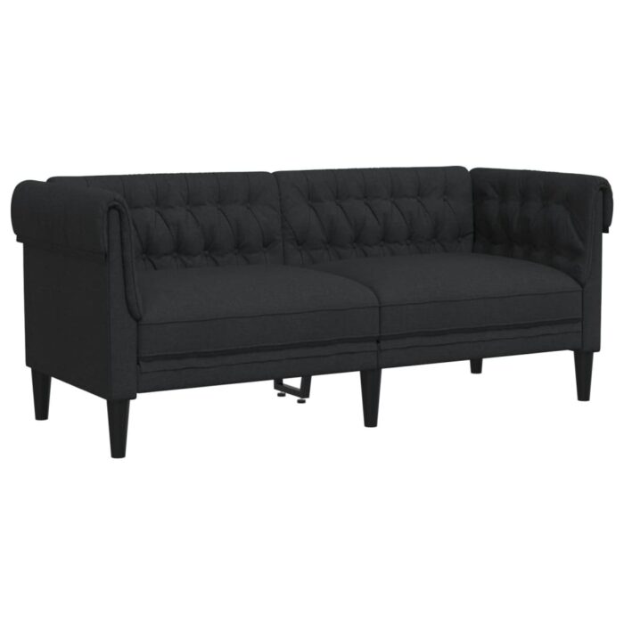 Ensemble de canapés 2 pcs noir tissu – Image 2