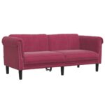 Ensemble de canapés 2 pcs rouge bordeaux velours – Image 2