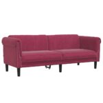Ensemble de canapés 2 pcs rouge bordeaux velours – Image 3