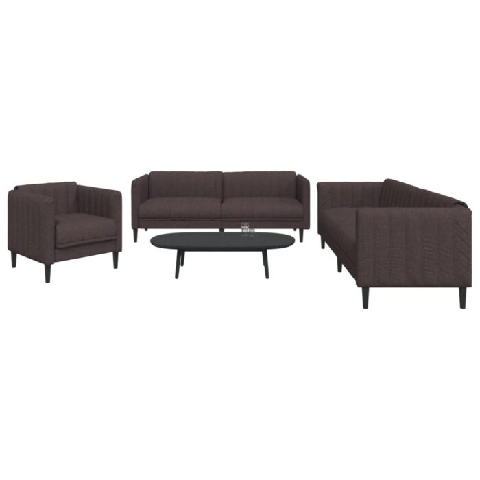 Ensemble de canapés 3 pcs marron foncé tissu – Image 1