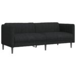 Ensemble de canapés 2 pcs noir tissu – Image 2