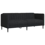Ensemble de canapés 2 pcs noir tissu – Image 3