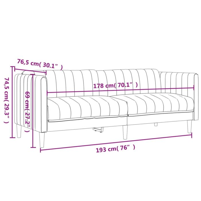 Ensemble de canapés 2 pcs noir tissu – Image 6