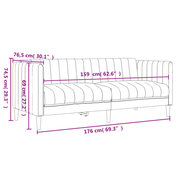 Ensemble de canapés 2 pcs noir tissu – Image 7