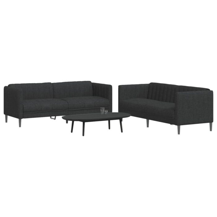 Ensemble de canapés 2 pcs noir tissu – Image 1