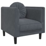 Ensemble de canapés 3 pcs avec coussins gris foncé velours – Image 2