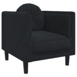 Ensemble de canapés 3 pcs avec coussins noir velours – Image 2