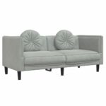 Ensemble de canapés 2 pcs avec coussins gris clair velours – Image 2