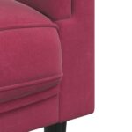 Ensemble de canapés 2 pcs avec coussins rouge bordeaux velours – Image 4