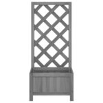 Jardinière avec treillis gris bois massif de sapin – Image 2