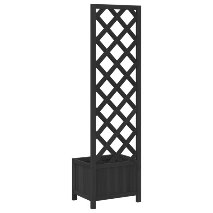 Jardinière avec treillis noir bois massif de sapin – Image 4