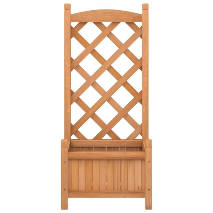 Jardinière avec treillis marron bois massif de sapin – Image 2
