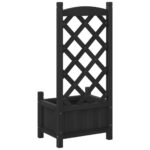 Jardinière avec treillis noir bois massif de sapin – Image 4