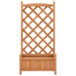 Jardinière avec treillis marron bois massif de sapin – Image 2