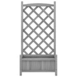 Jardinière avec treillis gris bois massif de sapin – Image 2